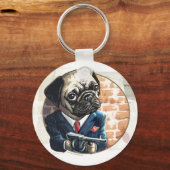 Mafioso Pugsy Beigel van Mudge Studios Sleutelhanger (Voorkant)