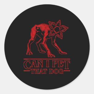 Mag ik die hond aaien demodog vreemdeling meme gra ronde sticker