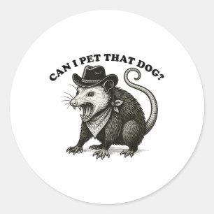Mag ik die hond Meme Dierenvriend Funny Opossum Ronde Sticker