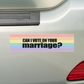Mag ik stemmen over uw huwelijk? bumpersticker (Op auto)