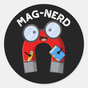 Mag-nerd Grappig Nerd Magneet Pun Dark BG Ronde Sticker