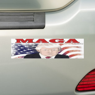 MAGA American Flag Trump red text Bumpersticker