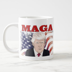 MAGA American Flag Trump red text Extra Grote Beker