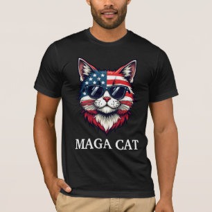 MAGA Cat President Trump Amerikaanse Vlag Patriott T-shirt