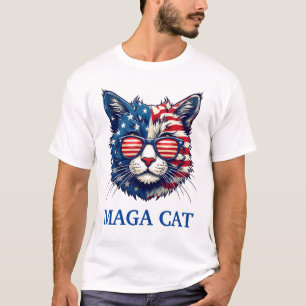 MAGA Cat President Trump Amerikaanse Vlag Patriott T-shirt