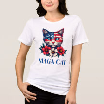 MAGA Cat Trump Amerikaanse vlag en bloemen Patriot