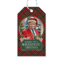 MAGA Christmas Tartan Plaid Trump Gift Label