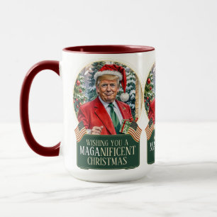 MAGA Christmas Trump Santa Snow Wereldbol Large Mok