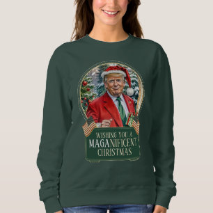 MAGA Christmas Trump Santa Snow Wereldbol Vrouwen Trui