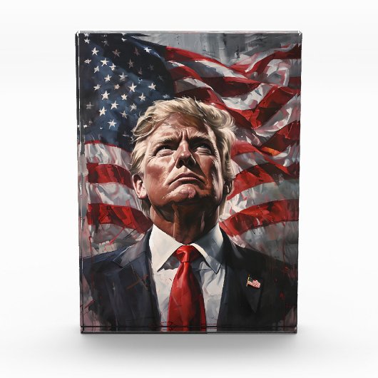 MAGA Donald Trump Flag Home Decor Acrylic Block Fotoblokken (Voorkant)