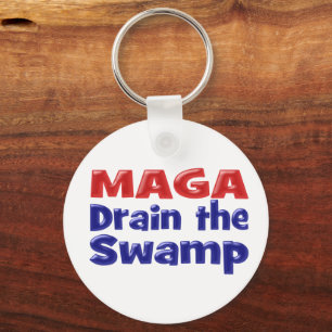 MAGA Draai het moeras met rode blauwe tekst Sleutelhanger