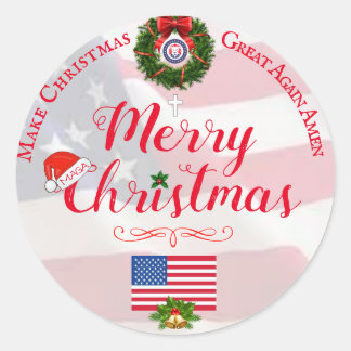 Maga-Kerst stickers/maak kerst opnieuw geweldig Ronde Sticker