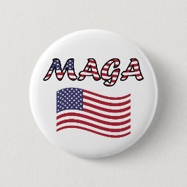 MAGA met Amerikaanse vlag rood wit en blauw Ronde Button 5,7 Cm