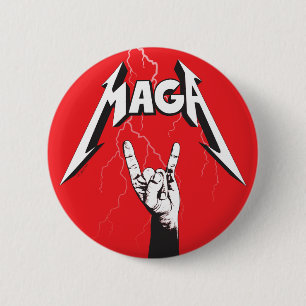MAGA Rock Groet Hoorns-Teken USA 1e Ziek Rad Episc Ronde Button 5,7 Cm