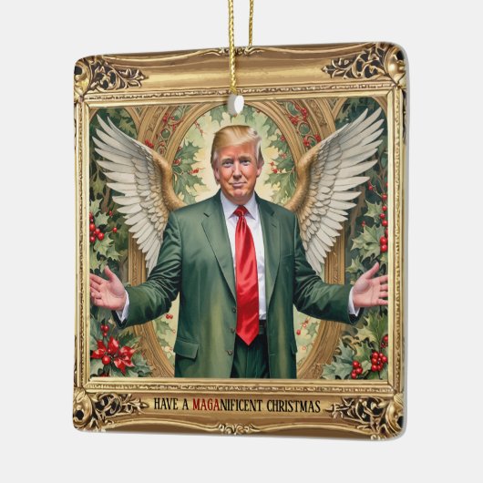 MAGA Trump Square stijl aangepaste kerst Keramisch Ornament (Links)