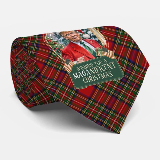 MAGA Trump tartain plaid cravate de Noël (Roulé)