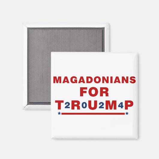 Magadonians voor Trump 2024 Red Blue Star Magneet (Voorkant / Achterkant)