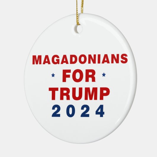 Magadonians voor Trump 2024 Rood Blauw Keramisch Ornament (Links)