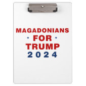 Magadonians voor Trump 2024 Rood Blauw Klembord (Voorkant)