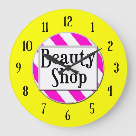 Magasin de beauté rose blanc jaune rétro horloge m (Recto)