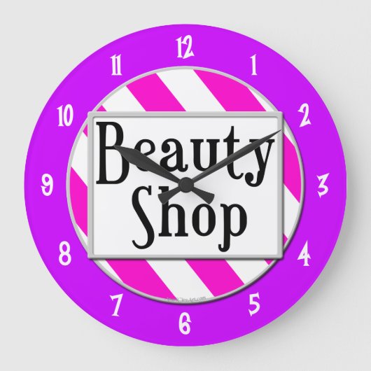 Magasin de beauté rose blanc violet rétro horloge  (Recto)