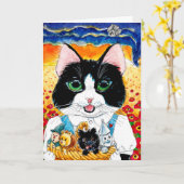 Magasin de chat mignon de carte de voeux Oz (Fleur jaune)