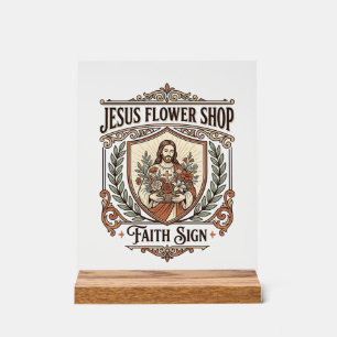 Magasin de Fleurs Jésus Enseigne de Foi Magasin de