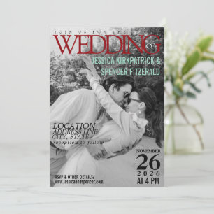Magazine cover, aangepaste foto bruiloft uitnodigi save the date