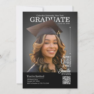 Magazine Cover Graduation Cap down Black Kaart
