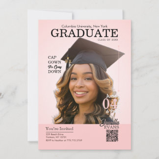Magazine Cover Graduation Cap Gown Pink Kaart