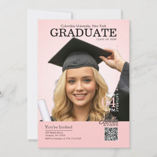 Magazine Cover Graduation Pink Kaart