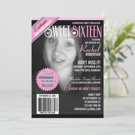 Magazine Cover Sweet 16 Party Invitation (Debout devant)