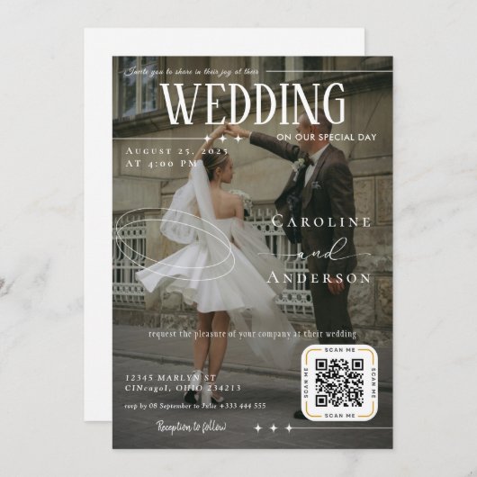 Magazine Cover Wedding Invitation (Devant / Derrière)