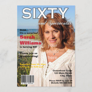 Magazine Hoesje 60th Birthday Party Invitation Kaart