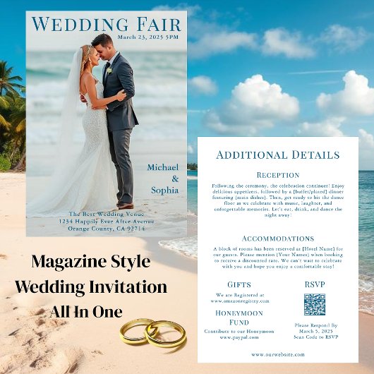 Magazine Hoesje Beach Wedding Kaart