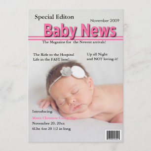 Magazine Hoesje Birth Announcement (Roze) Aankondiging