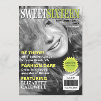 Magazine Hoesje Foto Sweet Sixteen Birthday Invite Kaart
