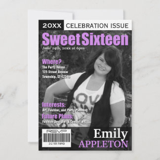 Magazine Hoesje Paars Sweet Sixteen Uitnodigingen