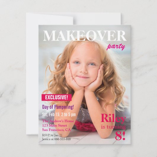 Magazine Makover Pamper Girls Birthday Party Kaart (Voorkant)