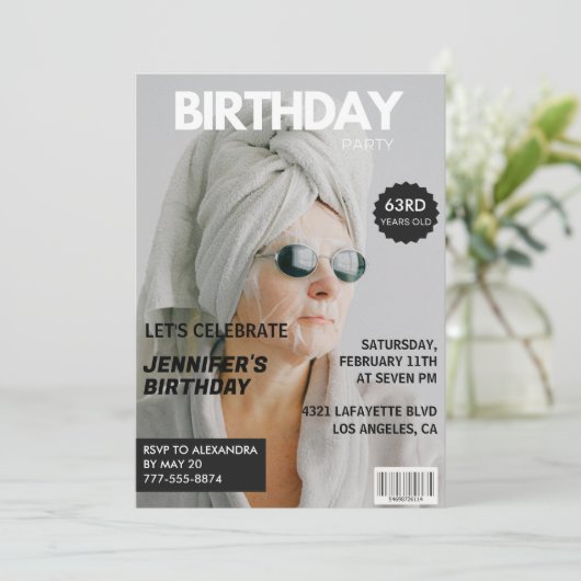 Magazine Stylish Photo 63e anniversaire invitation (Debout devant)