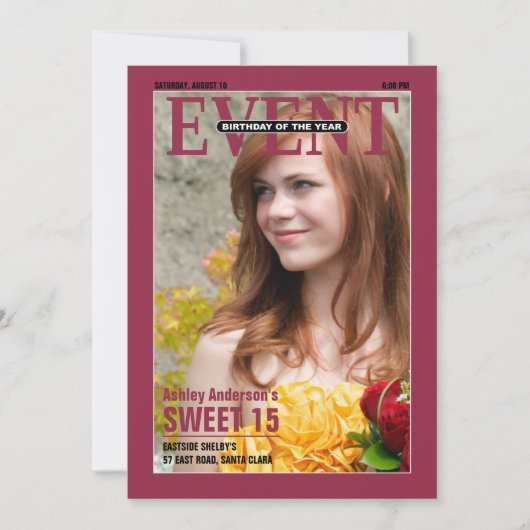 Magazine Sweet 15 Anniversaire Invitation | Photo (Devant)