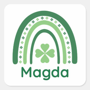 Magda Name Clover Boho Rainbow Vierkante Sticker