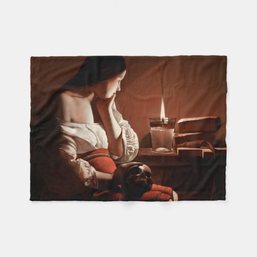 Magdalene met de rookvlam La Tour Fleece Deken (Voorkant (Horizontaal))