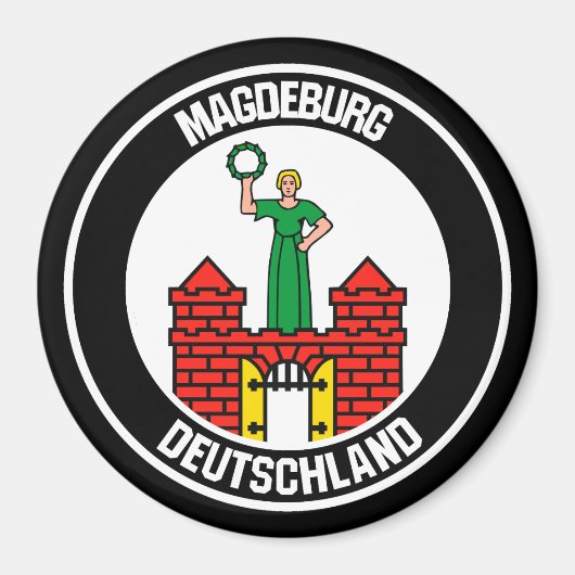 Magdeburg Round Emblem Magneet (Voorkant)