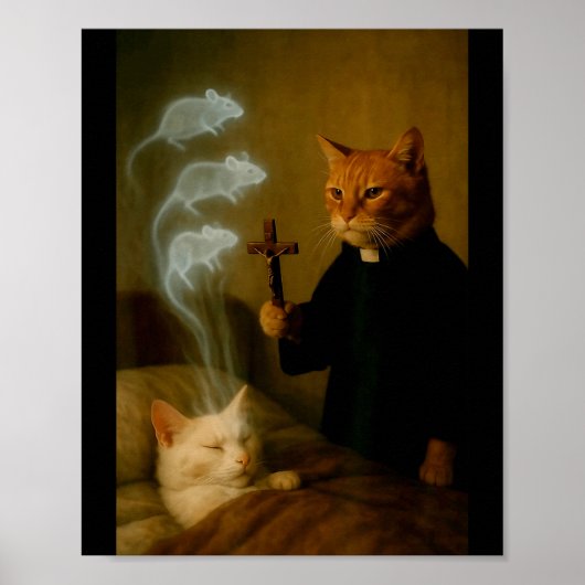 Mage Cat Meme Cat Exorcism Mouse Funny Fantasy Hum Poster (Voorkant)