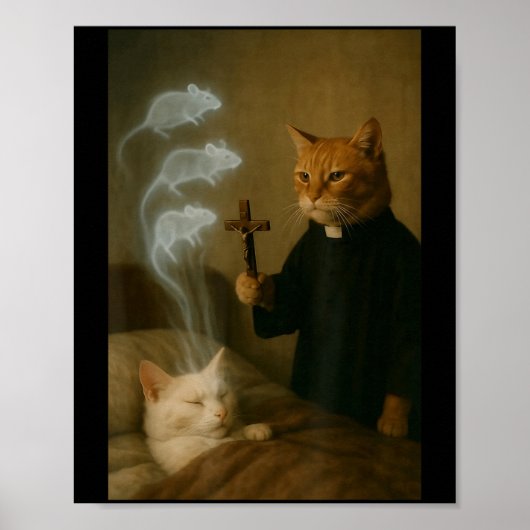 Mage Cat Meme Cat Exorcism Mouse Funny Fantasy Hum Poster (Voorkant)