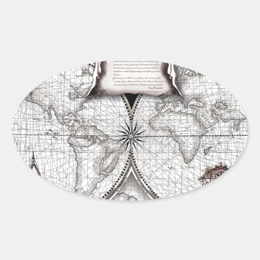 Magellan Kaart Ovale Sticker (Voorkant)