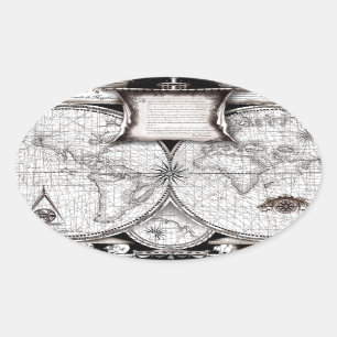 Magellan Kaart Ovale Sticker