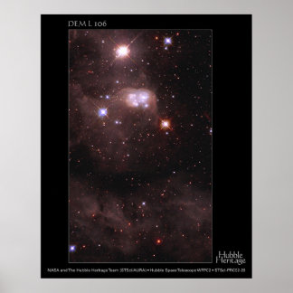 Magellanic Cloud DEM L 106 Hubble Telescope Poster