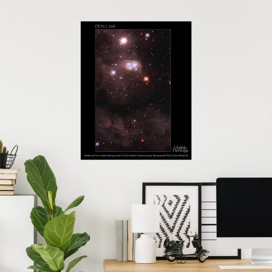 Magellanic Cloud DEM L 106 Hubble Telescope Poster (Thuiskantoor)